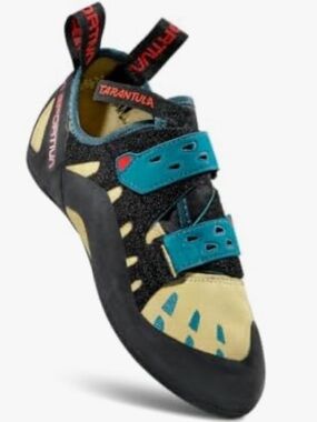 La Sportiva Women’s Tarantula Climbing Shoe in Yellow, Teal & Black. Size 7.5